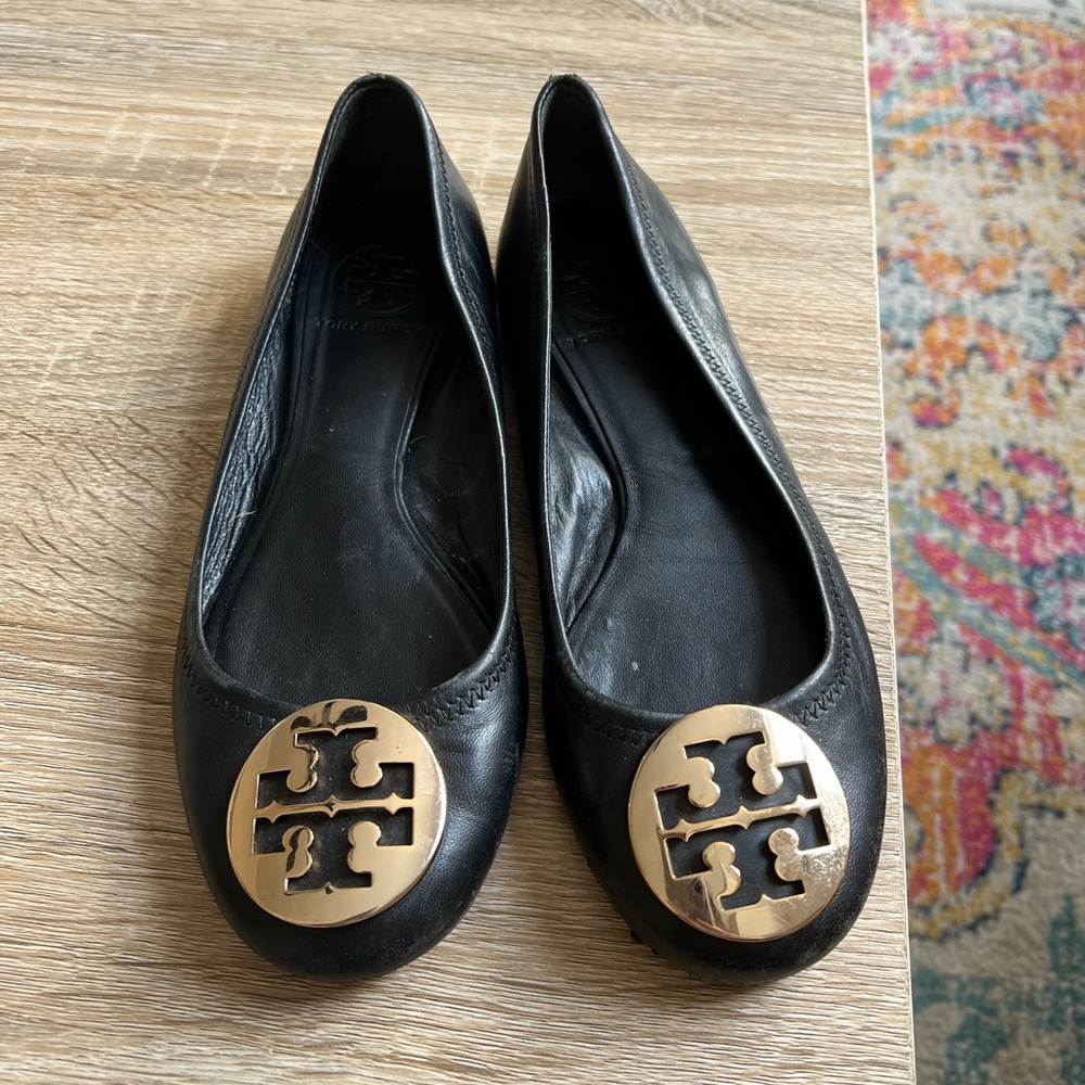 Tory Burch Black Leather Flats